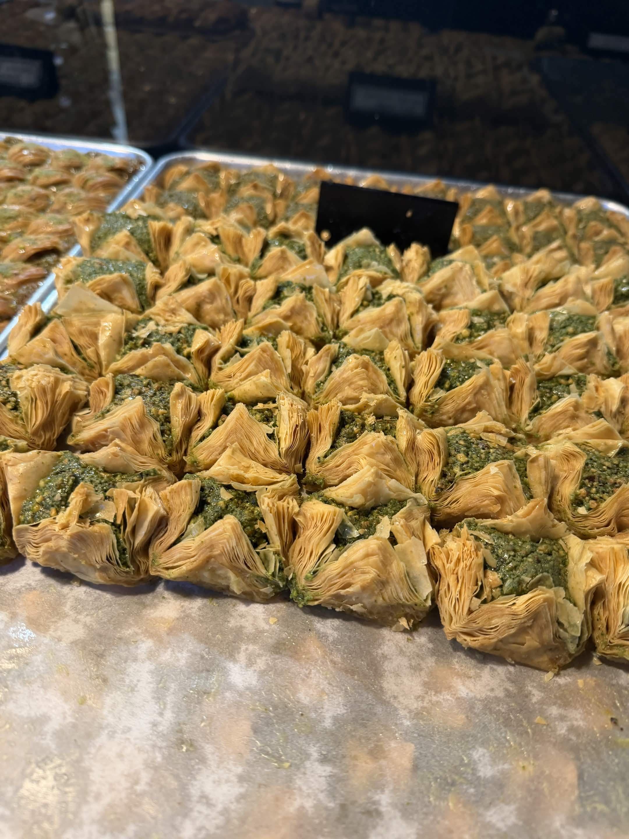 Fresh sweets and baklava on display in-store