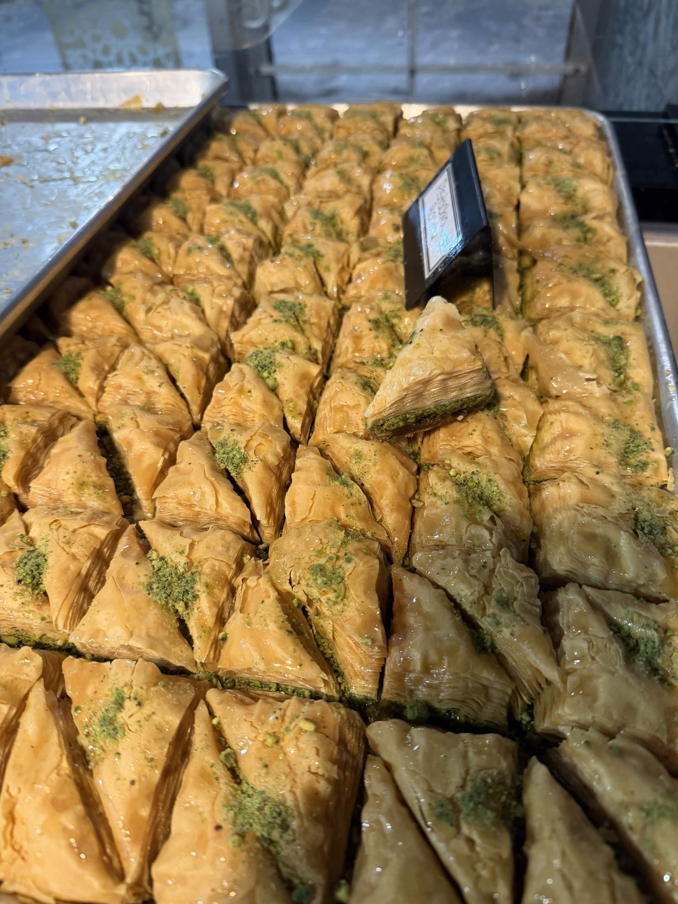 Fresh sweets and baklava on display in-store